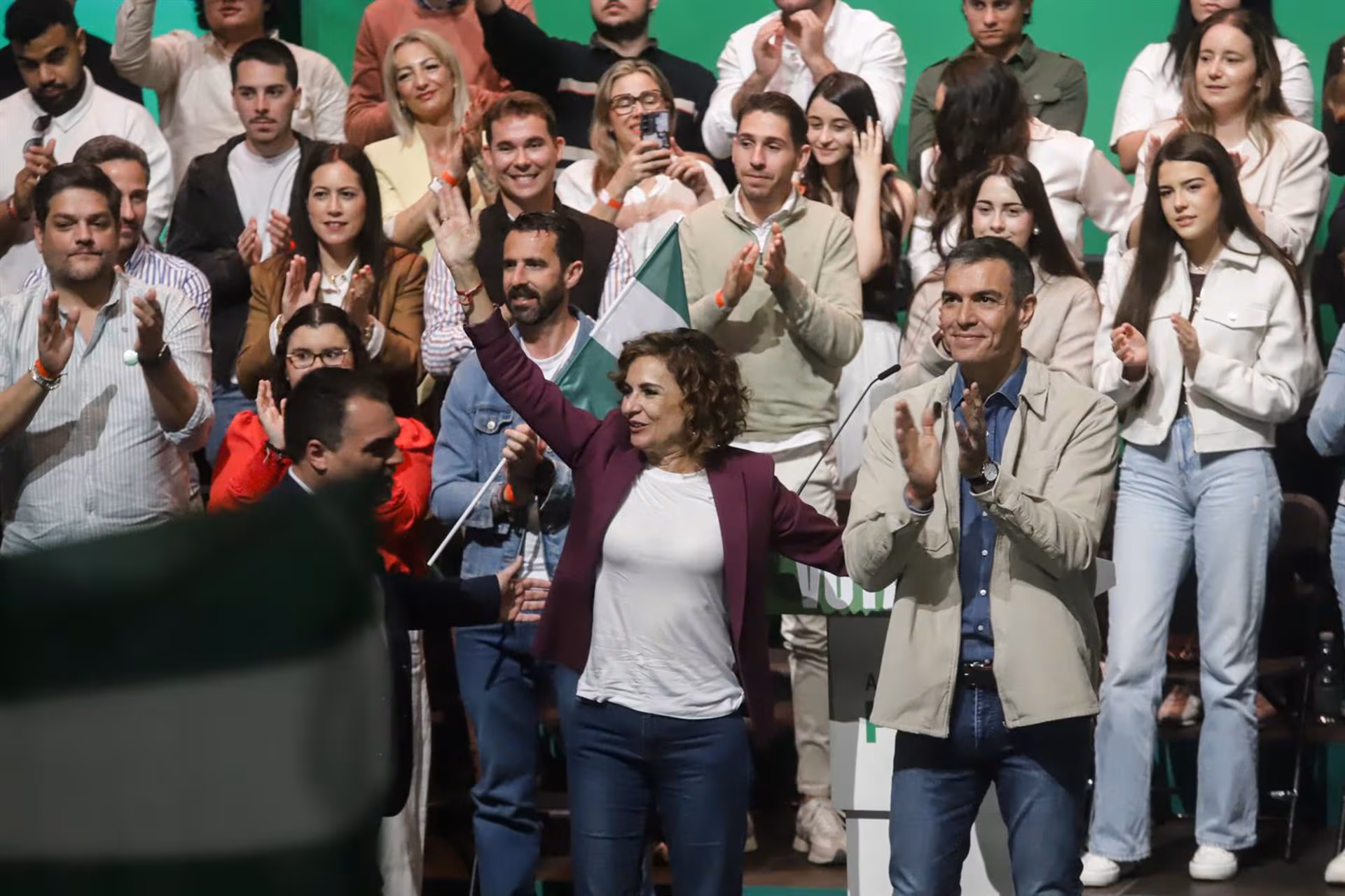 Pedro Sánchez habla en un mitin en La Línea de la Concepción, Cádiz