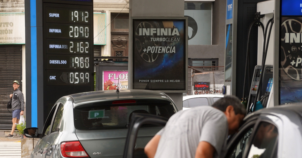 Surtidor de YPF con precios de nafta visibles