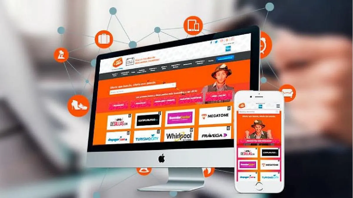 Logo del Hot Sale sobre fondo azul con promociones