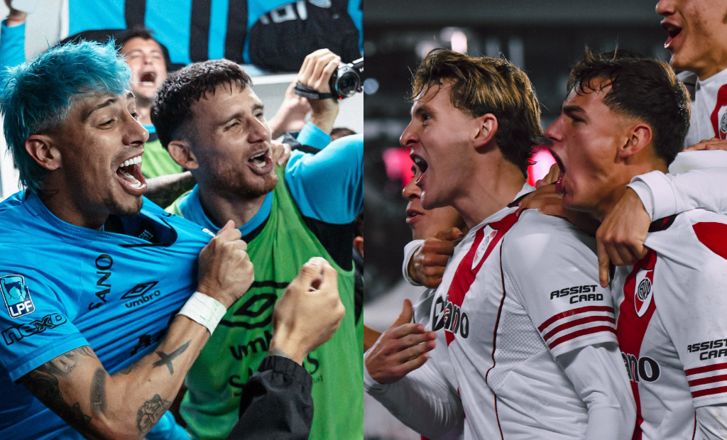 Jugadores de River y Belgrano en el campo de juego