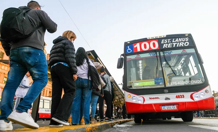Colectivo y tren en el AMBA