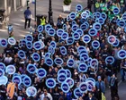 Trabajadores hoteleros en Nueva York durante una protesta sindical
