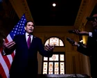 Marco Rubio hablando en una conferencia de prensa