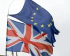 Bandera del Reino Unido y de la Unión Europea juntas