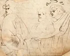 Hoja del cuaderno de Rubens con bocetos y texto