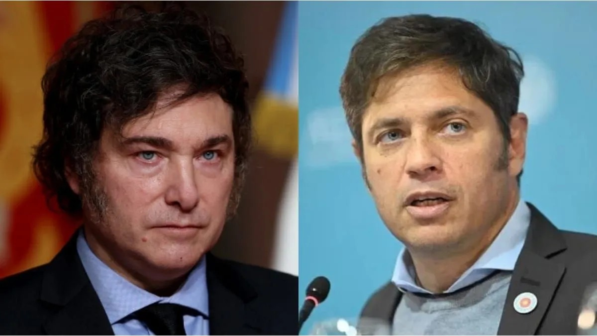 Javier Milei y Axel Kicillof en sus despachos oficiales