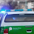 Calle de González Catán con móvil policial y cinta de seguridad