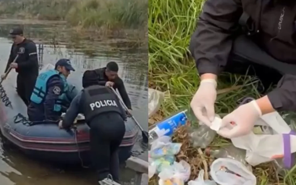 Efectivos policiales durante un allanamiento en González Catán
