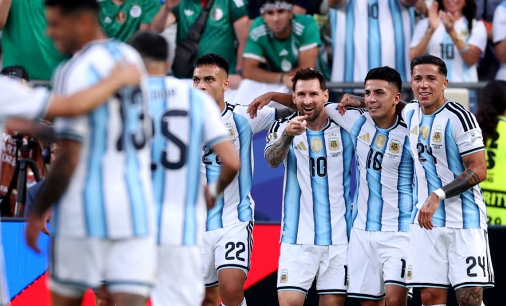 Lionel Messi celebra un gol con la camiseta argentina en el Mundial 2026