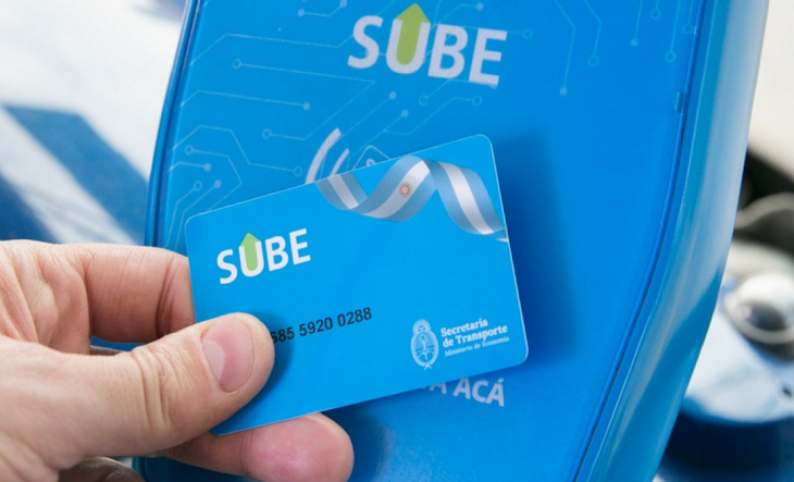 Persona usando tarjeta SUBE en un colectivo