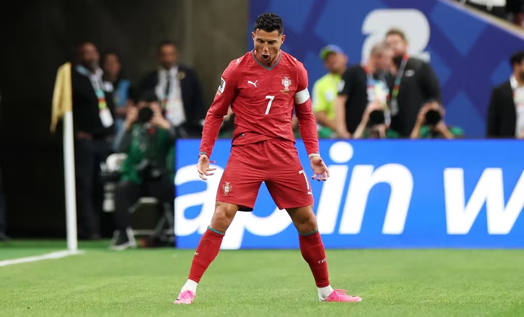 Cristiano Ronaldo celebrando un gol con el clásico ¡Siuuu! en el Mundial 2026