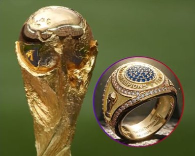 Anillo conmemorativo del Mundial 2026 con el trofeo de la Copa del Mundo