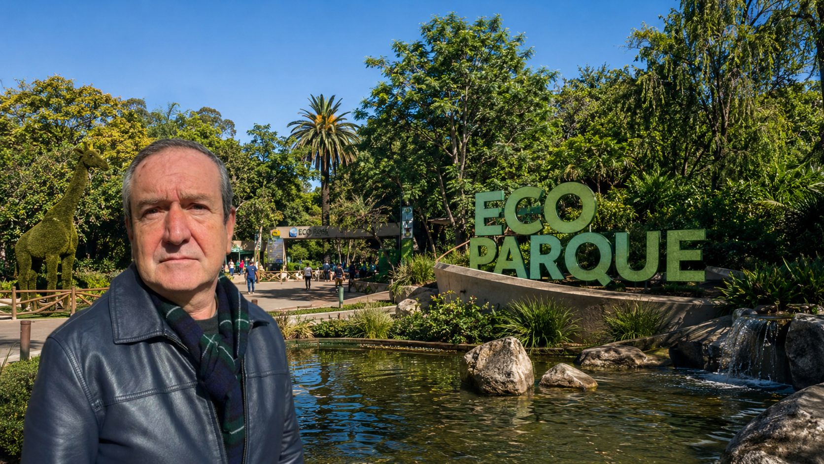 Vista del Ecoparque porteño con cartel de ingreso
