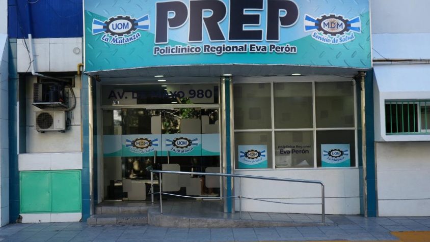 Fachada del Policlínico Regional Eva Perón de la UOM La Matanza