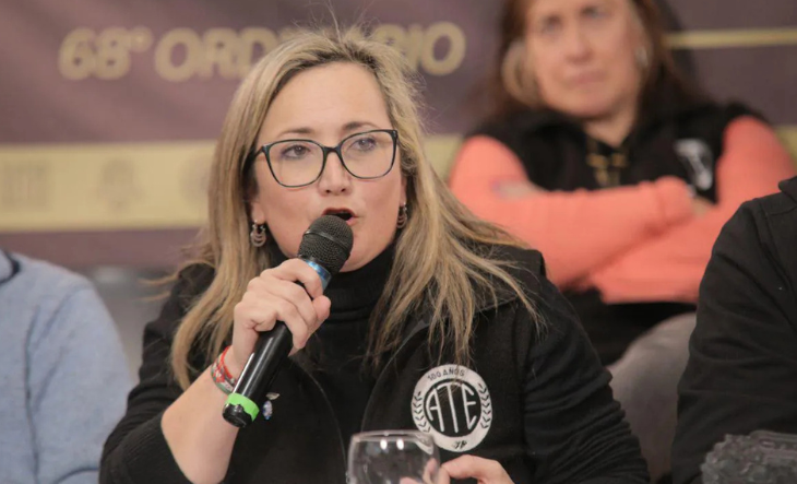 Mercedes Cabezas, secretaria adjunta de ATE Nación, en una conferencia de prensa
