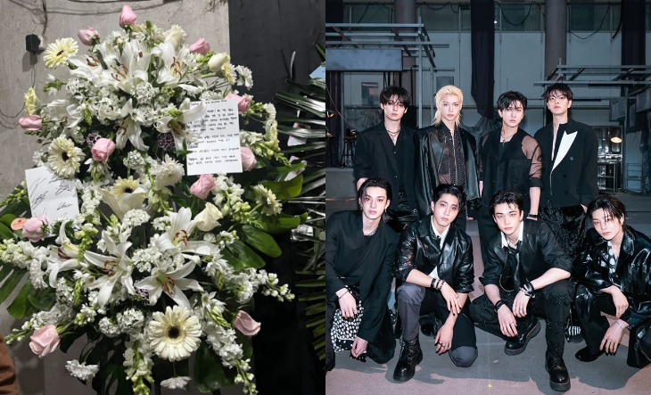 Pantalla del escenario de Stray Kids con mensaje de homenaje a la fan fallecida