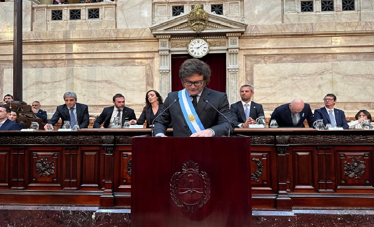 Javier Milei durante el anuncio del proyecto de ley de soberanía nacional