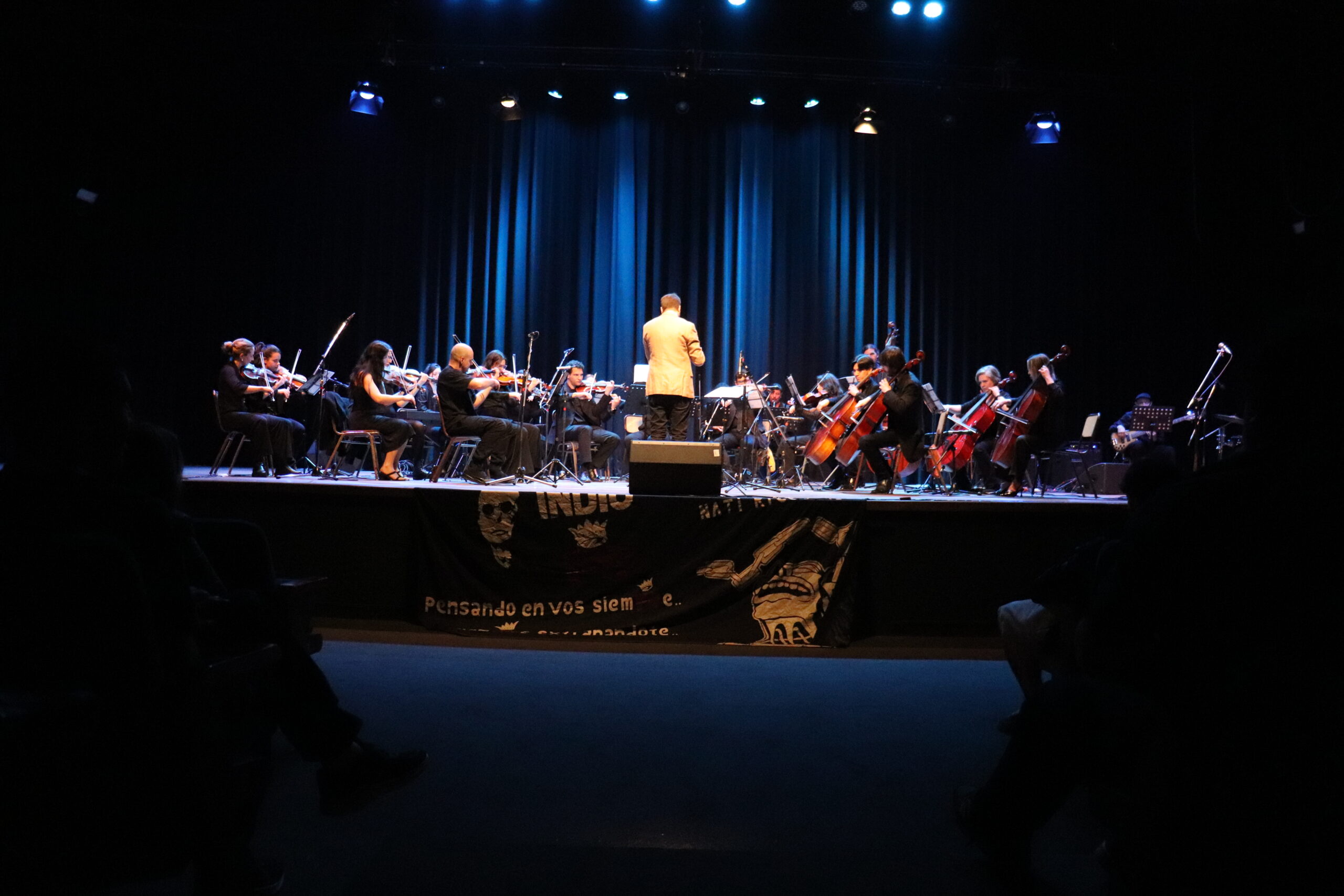 Orquesta sinfónica interpretando canciones de Los Redondos en el Teatro Universidad